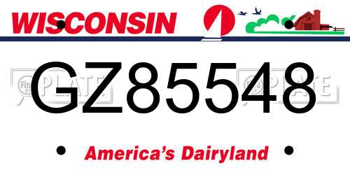 GZ85548 Wisconsin License Plate