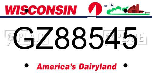 GZ88545 Wisconsin License Plate
