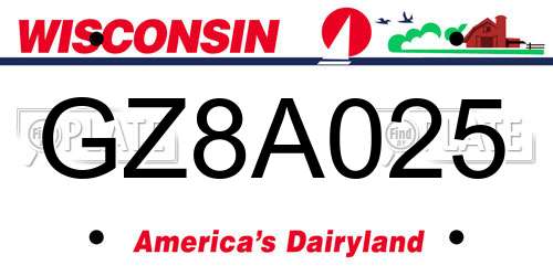 GZ8A025 Wisconsin License Plate