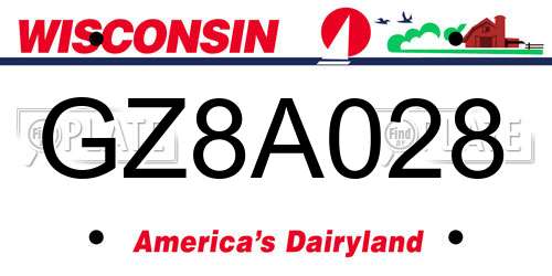GZ8A028 Wisconsin License Plate