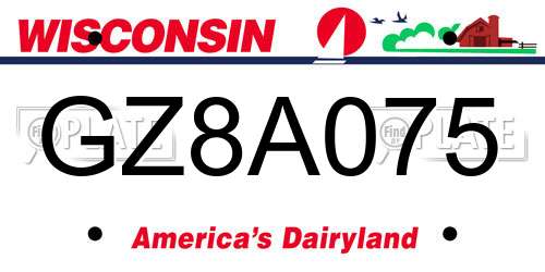 GZ8A075 Wisconsin License Plate