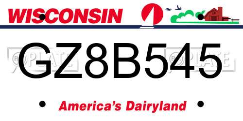 GZ8B545 Wisconsin License Plate