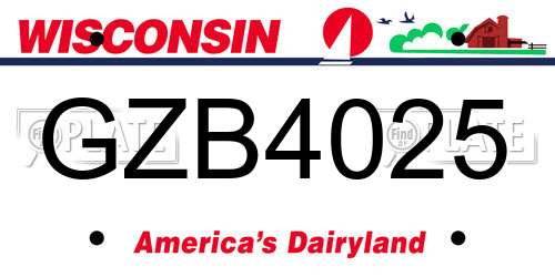 GZB4025 Wisconsin License Plate