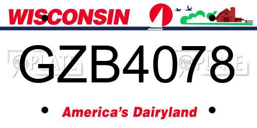 GZB4078 Wisconsin License Plate