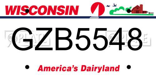 GZB5548 Wisconsin License Plate