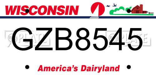 GZB8545 Wisconsin License Plate