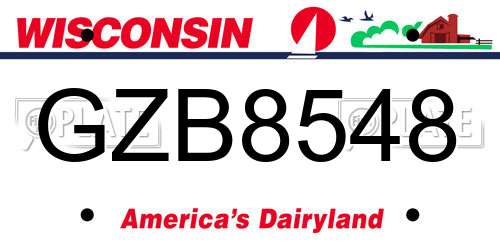 GZB8548 Wisconsin License Plate