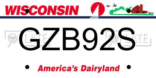 GZB92S Wisconsin License Plate