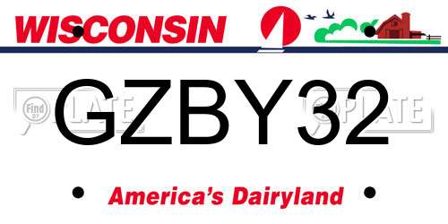 GZBY32 Wisconsin License Plate