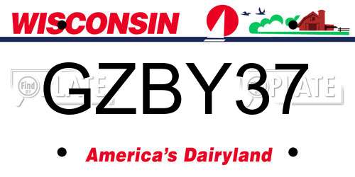 GZBY37 Wisconsin License Plate