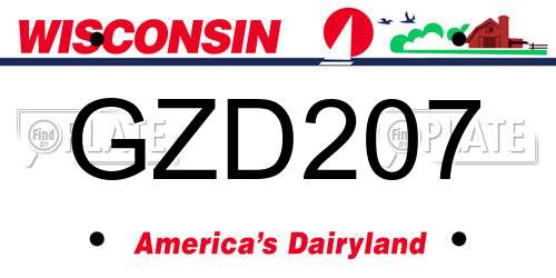 GZD207 Wisconsin License Plate