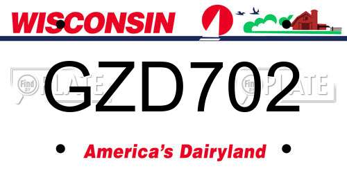 GZD702 Wisconsin License Plate