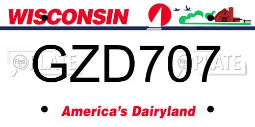 GZD707 Wisconsin License Plate
