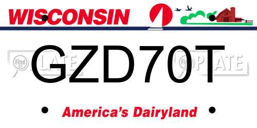 GZD70T Wisconsin License Plate
