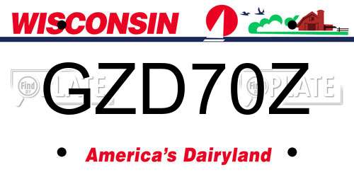 GZD70Z Wisconsin License Plate