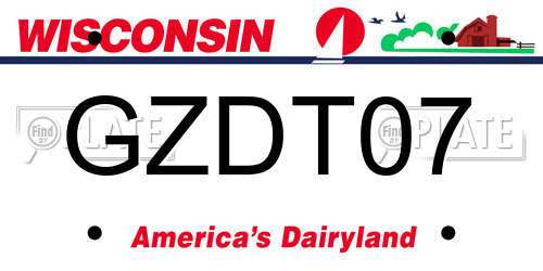 GZDT07 Wisconsin License Plate