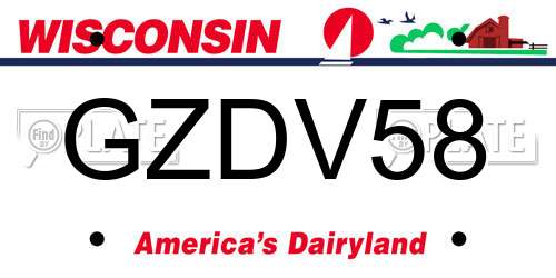 GZDV58 Wisconsin License Plate