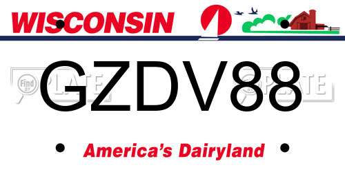 GZDV88 Wisconsin License Plate