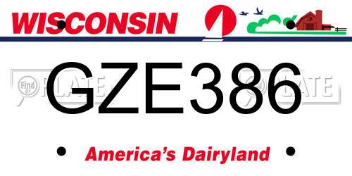GZE386 Wisconsin License Plate