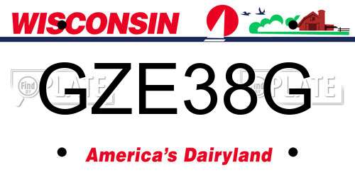 GZE38G Wisconsin License Plate
