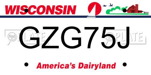 GZG75J Wisconsin License Plate