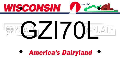 GZI70L Wisconsin License Plate