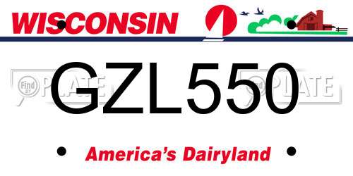 GZL550 Wisconsin License Plate