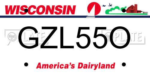 GZL55O Wisconsin License Plate