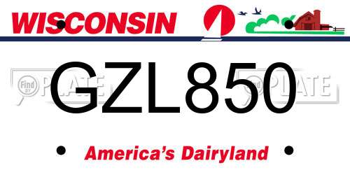 GZL850 Wisconsin License Plate