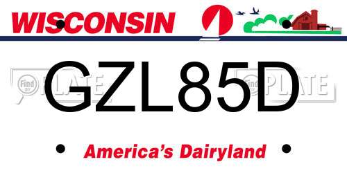 GZL85D Wisconsin License Plate