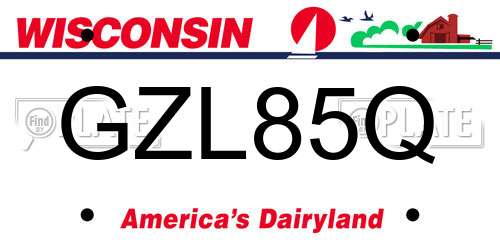 GZL85Q Wisconsin License Plate