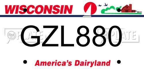 GZL880 Wisconsin License Plate