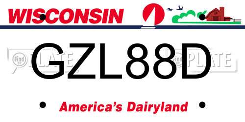 GZL88D Wisconsin License Plate