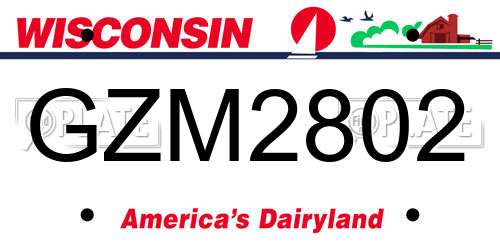 GZM2802 Wisconsin License Plate