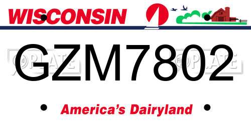 GZM7802 Wisconsin License Plate