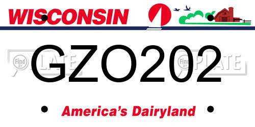 GZO202 Wisconsin License Plate