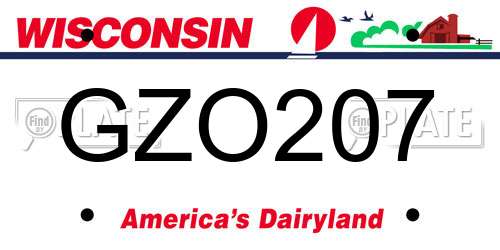 GZO207 Wisconsin License Plate