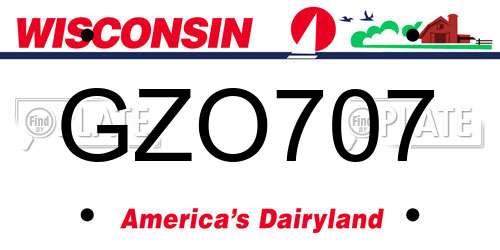 GZO707 Wisconsin License Plate
