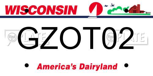 GZOT02 Wisconsin License Plate