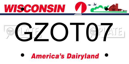GZOT07 Wisconsin License Plate