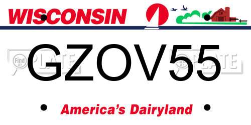 GZOV55 Wisconsin License Plate