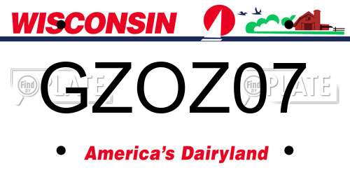GZOZ07 Wisconsin License Plate