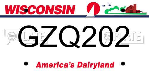 GZQ202 Wisconsin License Plate