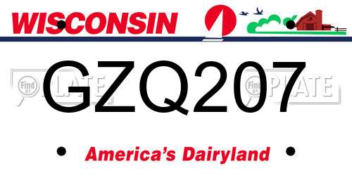 GZQ207 Wisconsin License Plate