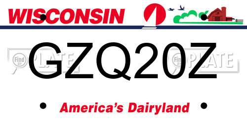 GZQ20Z Wisconsin License Plate