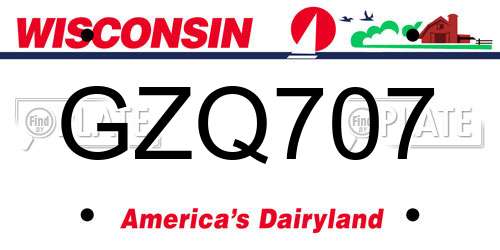 GZQ707 Wisconsin License Plate