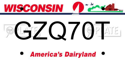 GZQ70T Wisconsin License Plate