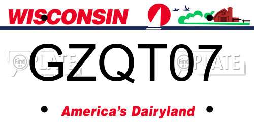 GZQT07 Wisconsin License Plate