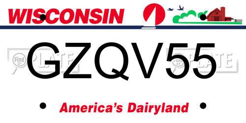 GZQV55 Wisconsin License Plate