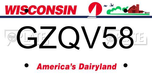 GZQV58 Wisconsin License Plate